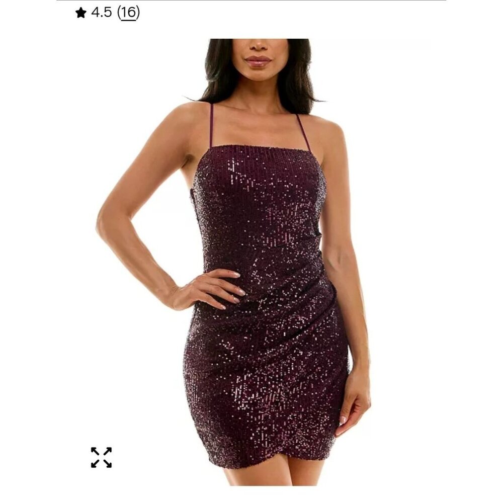 Emerald Sundae Burgundy Sequin Sleeveless Bodycon Dress XL
